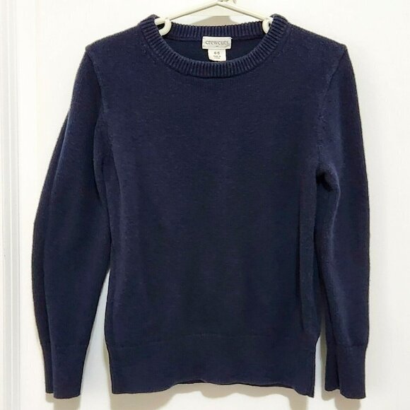 Crewcuts Sweater Boys 4-5 Navy Blue Elbow Patches Crewneck Pullover Long Sleeve - Picture 1 of 5